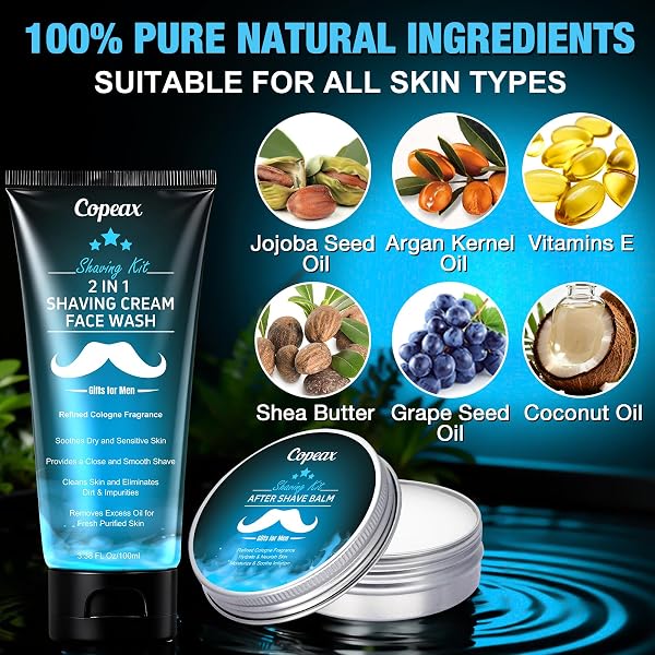 SHAVING KIT FOR MEN,MENS SHAVING KIT W/NATURAL COLOGNE SHAVING CREAM,BALM,BOWL,TUMBLER CUP,MENS SELF CARE & GROOMING VALENTINES FATHERS DAY BIRTHDAY GIFTS FOR MEN DAD HIM BOYFRIEND CHRISTMAS GIFT SET