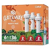 Cirkul Gateway Tea Caffeine Flavor Water Variety Pack, Makes 36 Drinks, No Sugar, Zero Calorie Drink Mix, (2 Sweet, 2 Peach, 2 Raspberry)