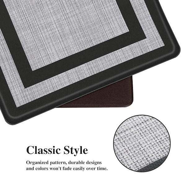 MATTITUDE KITCHEN MATS SET OF 2 CUSHIONED 0.47 INCH KITCHEN RUGS NON-SKID RUG SETS ERGONOMIC COMFORT STANDING MAT FOR KITCHEN, FLOOR, OFFICE, SINK, LAUNDRY, BLACK