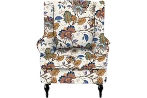 CRFATOP Wingback Chair Cover Slipcovers 2 Piece Stretch Wing Chair Slipcover Spandex Wingback Chair Slipcover Printed Furniture Protector Chair Covers for Living Room Armchair,08