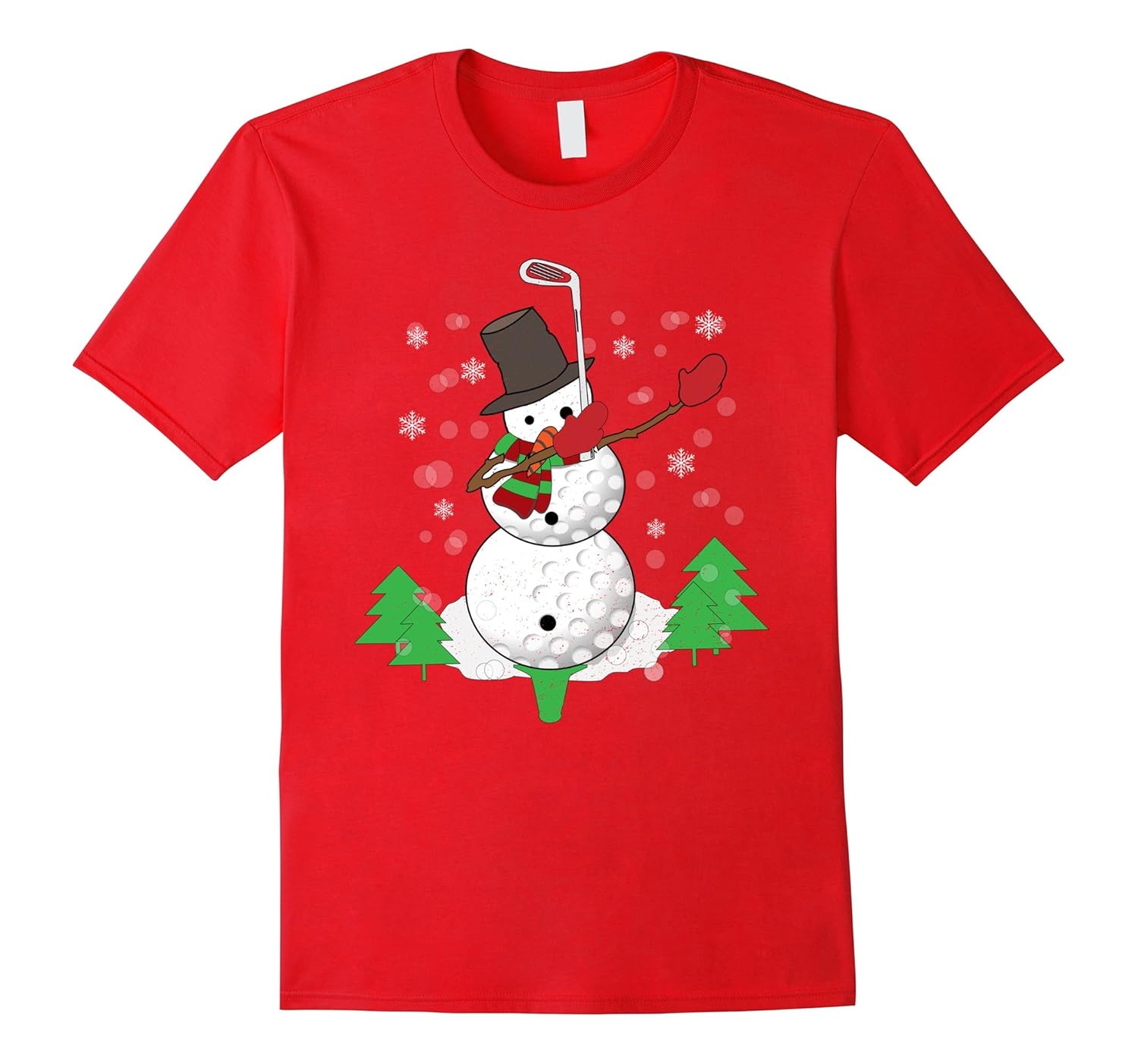 Dabbing Snowman Golf Christmas Shirt Snowman Ball Tee-Rose