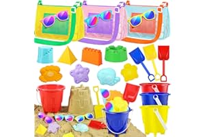Giftinbox Beach Toys, Kids Beach Set with Sand Bucket, Mesh Bags, Sunglasses, Sand Castle Toys for Toddlers Age 3-5