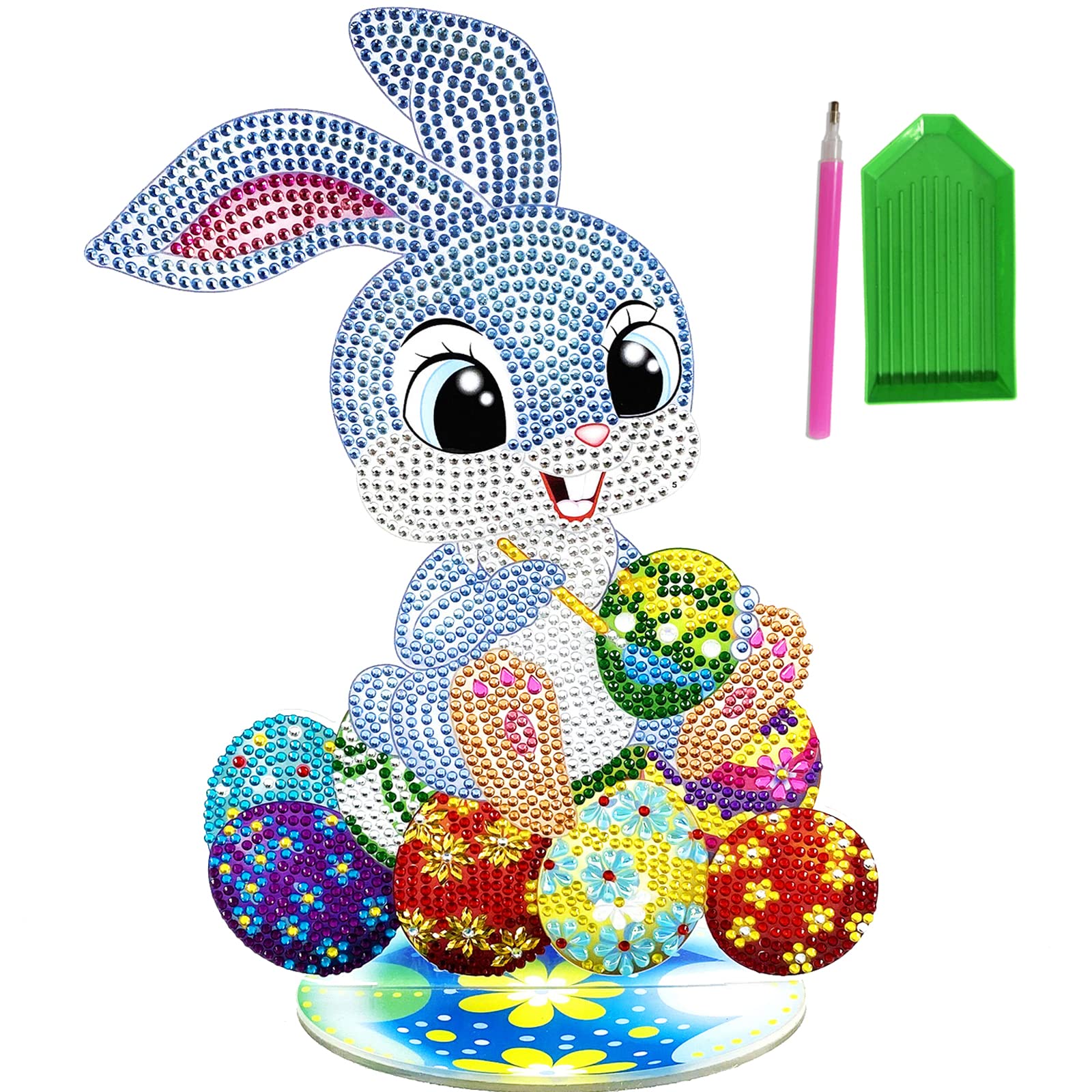 mohito Diamond Painting Easter DIY Diamond Painting Set Diamond Painting Rabbit for Children Art Craft Gift (A)