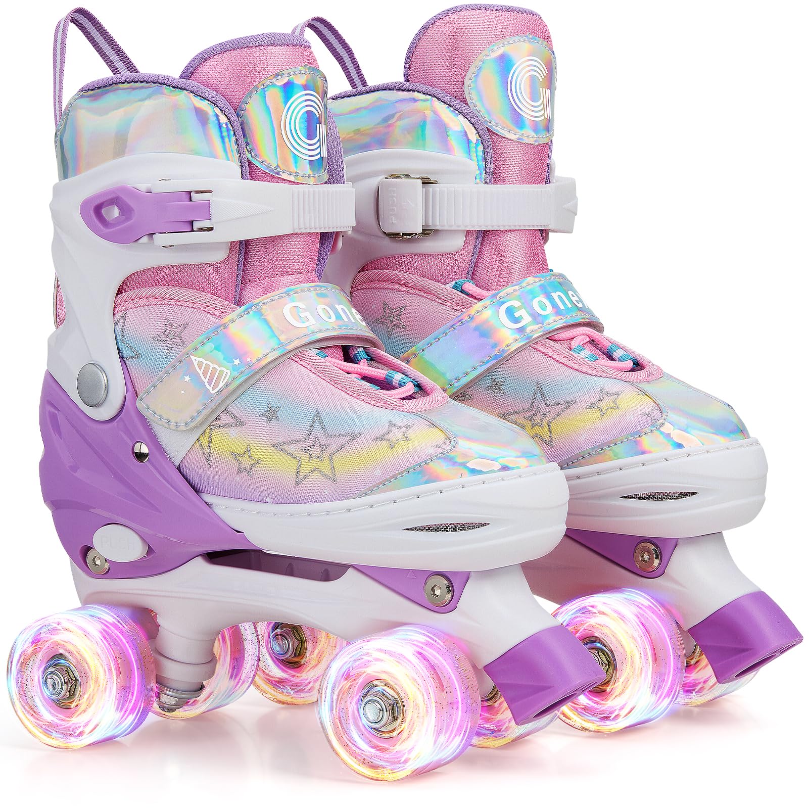 Gonex Roller Skates for Girls Kids Boys Women with All Light Up Wheels，Adjustable Rollerskates for Beginners Toddler Youth, Gift for Indoor Outdoor Image