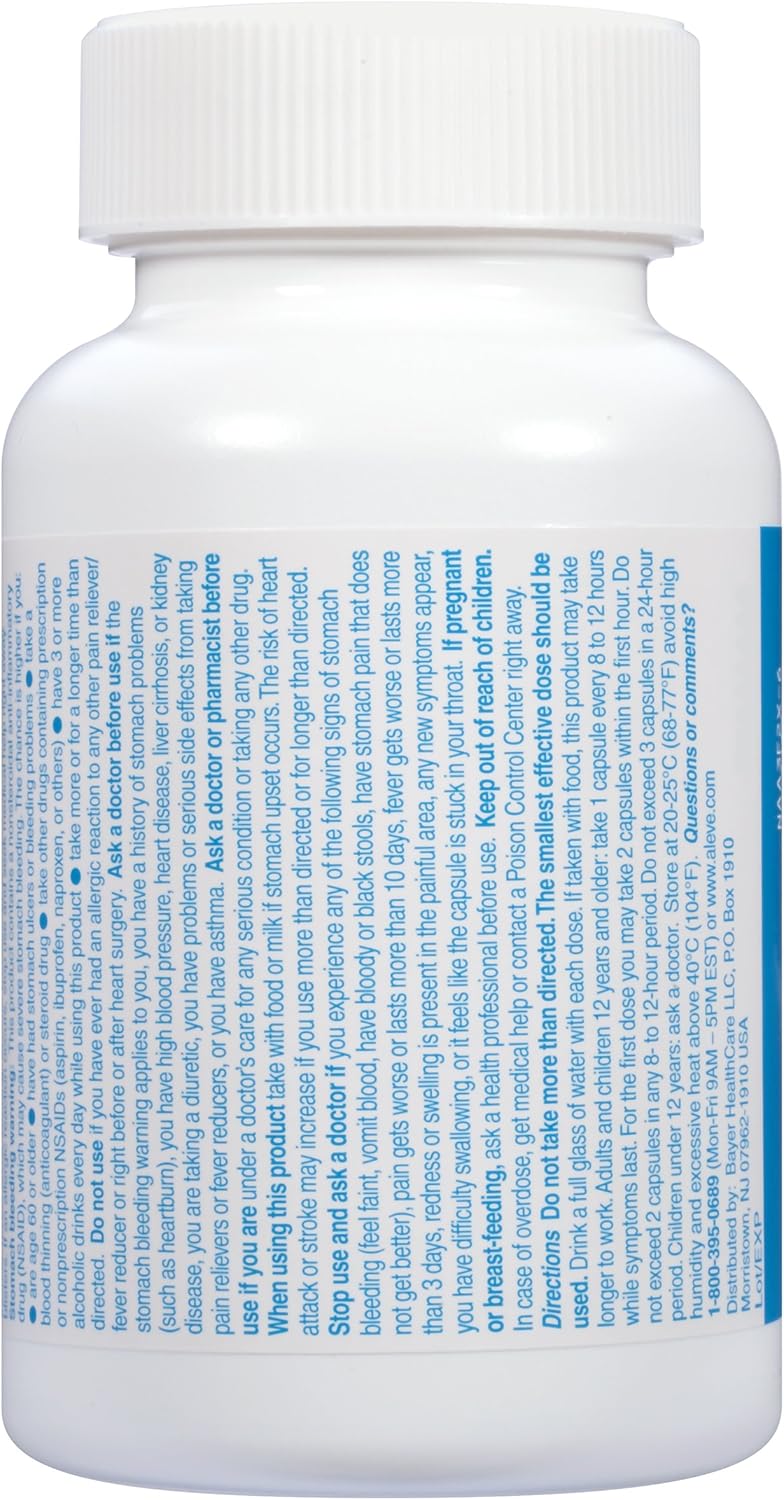 Aleve Liquid Gels with Naproxen Sodium, 220mg (NSAID) Pain Reliever/Fever Reducer, 80 Liquid gels: Health & Personal Care
