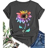 EUOW Tshirts for Womens Graphic Summer Tees Short Sleeve Loose Fit Trendy Tops