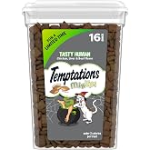 Temptations MixUps Crunchy and Soft Cat Treats, Tasty Human, 16 oz | Chicken, liver &amp; beef flavors, under 2 calories per treat, 100% complete &amp; balanced for adult cats, resealable stay-fresh tub
