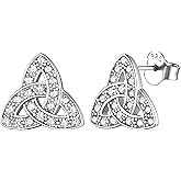 ChicSilver Celtic Earrings for Women Hypoallergenic Sterling Silver Stud Earrings, Heart/Triangle/Cross/Butterfly Knot Earrings for Women Irish Jewelry with Gift Box