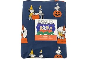 Berkshire Blanket & Home Co. Peanuts Halloween Fall Themed Sheet Sets (Navy - Witch, Cauldron, Pumpkin, Queen)