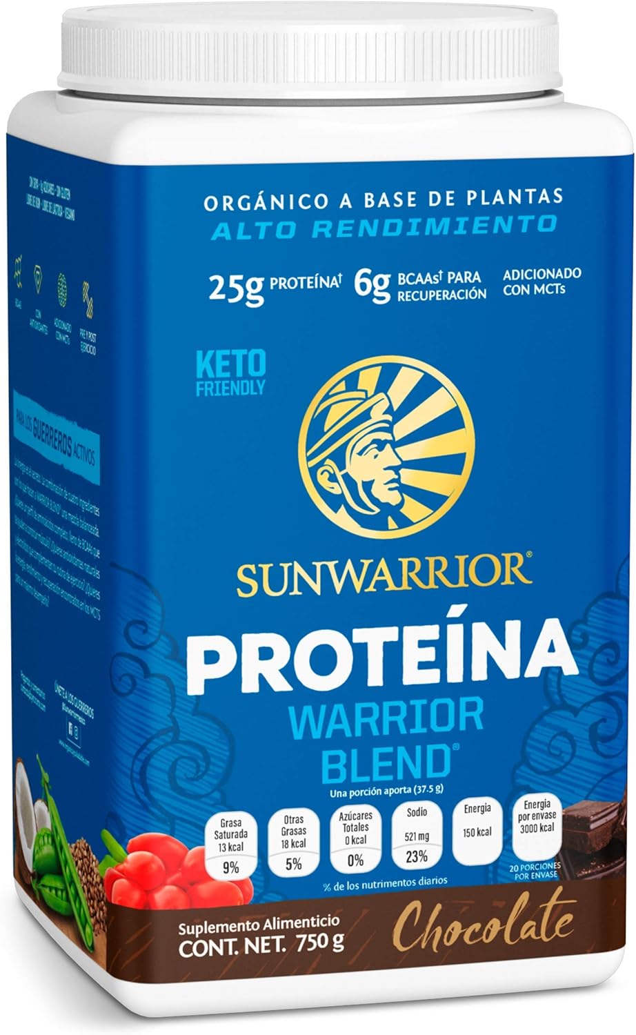 Sunwarrior Warrior Blend, Organic Vegan Protein Powder with BCAAs and Pea Protein (Chocolate, 30 Servings): Health & Personal Care