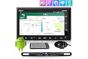 Premium Android 7" Double Din Bluetooth DVR Dash Cam, Dual Camera, Car Stereo Receiver, Touchscreen Tablet Style Display, Wi-