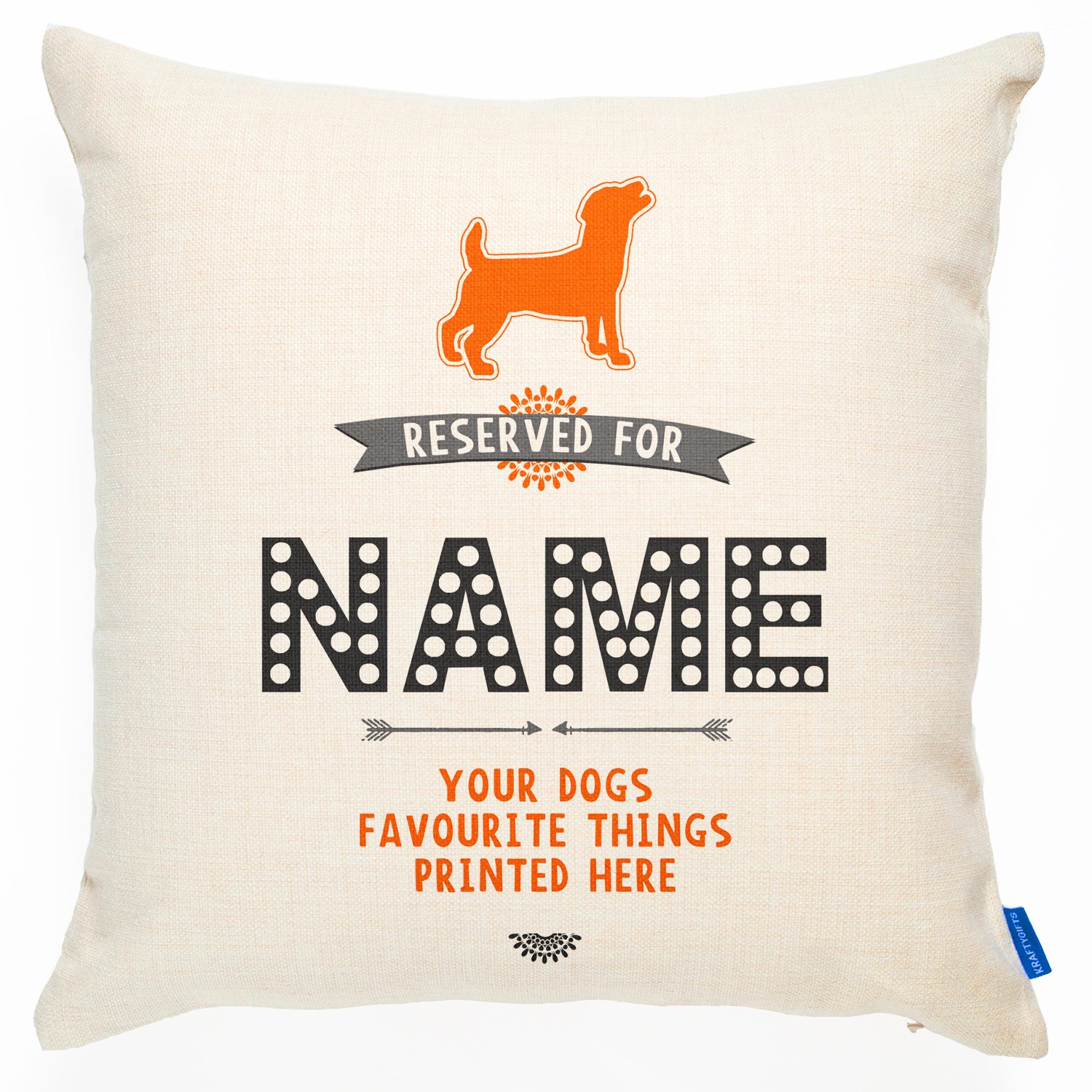 Kraftygifts Personalised Dog Reserved Cushion Gift Rd34 Puppy