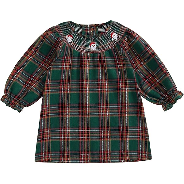 Amazon.com: Toddler Baby Girl Christmas Dress Cute Long Sleeve Red Green  Plaid Princess Dress with Bowknot Christmas Outfit (6-12 Months, Plaid Dress  with White Bow): Clothing, Shoes & Jewelry
