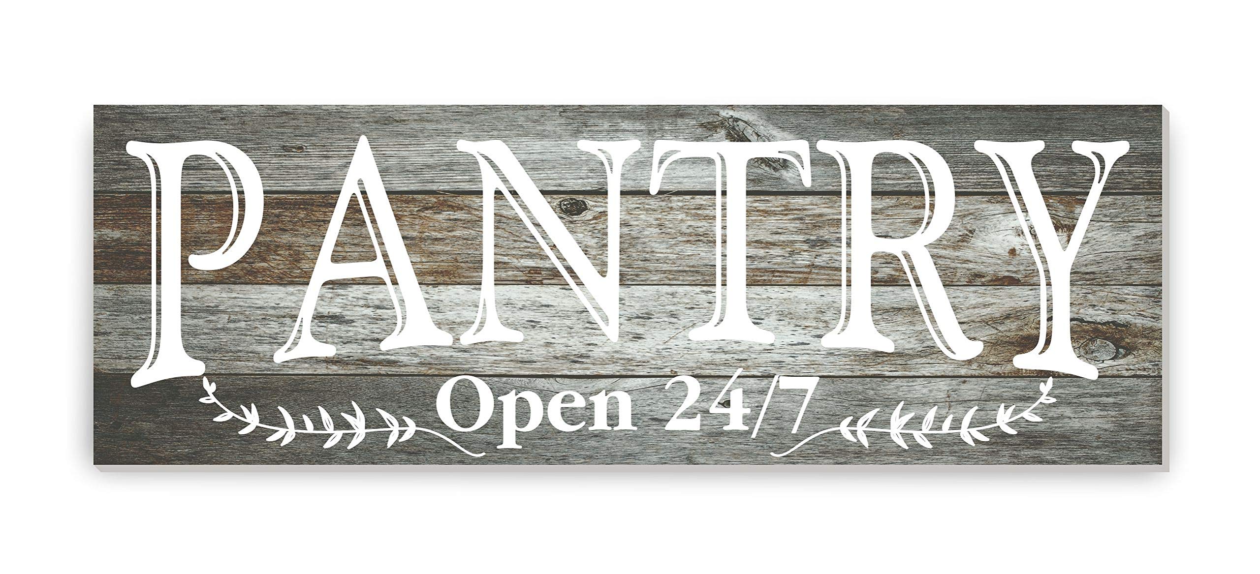 Pantry Open 24/7 Rustic Wood Wall Sign 6x18 (Gray Unframed)