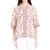 Max Studio Women's Rayon 3/4 Sleeve Button Front Blouse