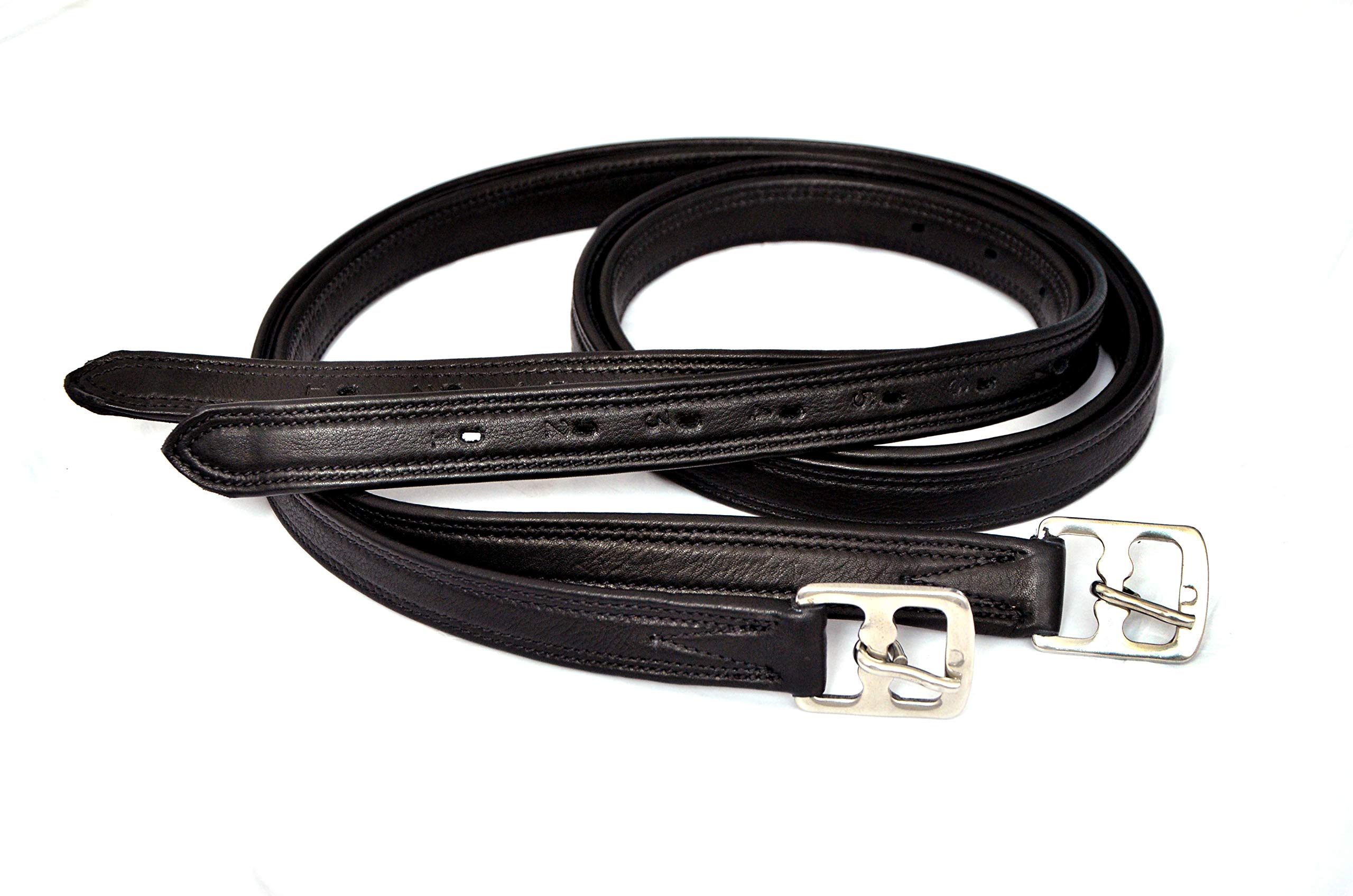 Equipride Leathers Stirrups for saddles "Denver" Non Stretchable Nylon Core Bonded Black & Brown (Black, 58")