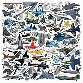 60pcs Cool Warplane Fighter Plane Stickers, Military Aircraft Stickers for Teens Boys Men Laptop Water Bottles Helmet Luggage Phone Skateboard Bike Bumper Party Supplies(Fighter Plane)