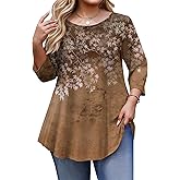 IN'VOLAND Plus Size Tops for Women 3/4 Sleeve Loose Shirts to Wear with Leggings Summer Fall 2025 Clothes