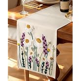 Kokaaee Canvas Embroidered Narrow 13"x 72" Table Runner, Wild Flower | Exquisite Embroidery, Rustic texture, Machine Washable, Lays Flat, Durable, Easy to Care, Decorative, Ready to Gift