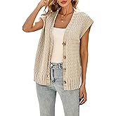 Cakulo Womens Cable Knit Sweater Vest 2025 Oversized Sleeveless Button Down Summer Cardigan Sweaters Tops