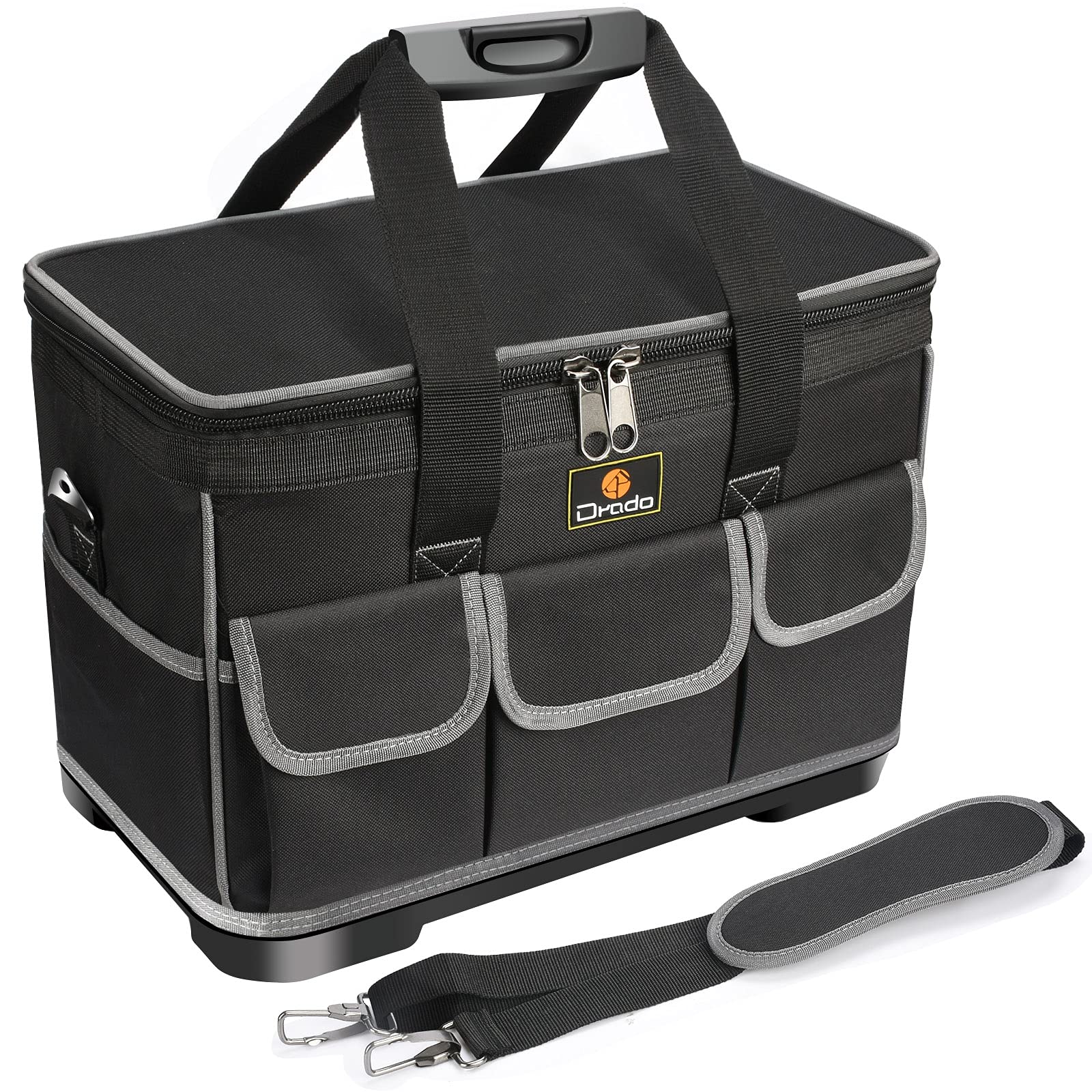 Drado Tool Bag Muti-Purpose Waterproof Tool Bag Organiser Tool Tote with Adjustable Shoulder Strap Black (40 x 23x 28cm)
