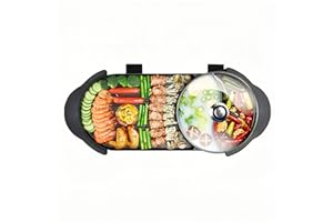 Hot Pot with Grill, 2000W Electric Smokeless Indoor Grill and Hot Pot, 2-in-1 Korean BBQ Grill and Shabu Shabu Pot with Separ