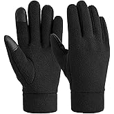 OZERO Winter Gloves Men Women: Touchscreen Thermal Polar Fleece Warm Glove for Running Driving Bike Cycling Black/Blue/Gray