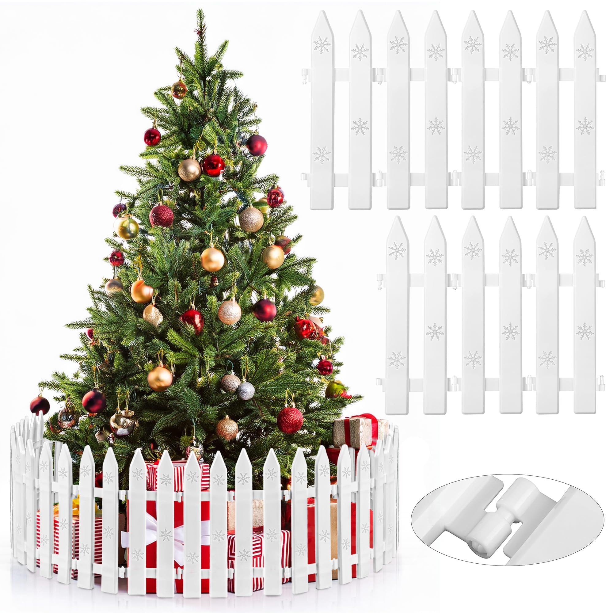 Aodaer 30 Pieces Christmas Tree Fences Plastic White Picket Fence 12 Inches Thick Mini Fence for Christmas Tree Pets Miniature Home Garden Wedding Party Decoration, White