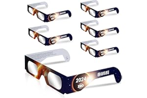 Biniki Solar Eclipse Glasses AAS Approved 2024 - CE & ISO Certified Safe Shades for Direct Sun Viewing(6 Packs)