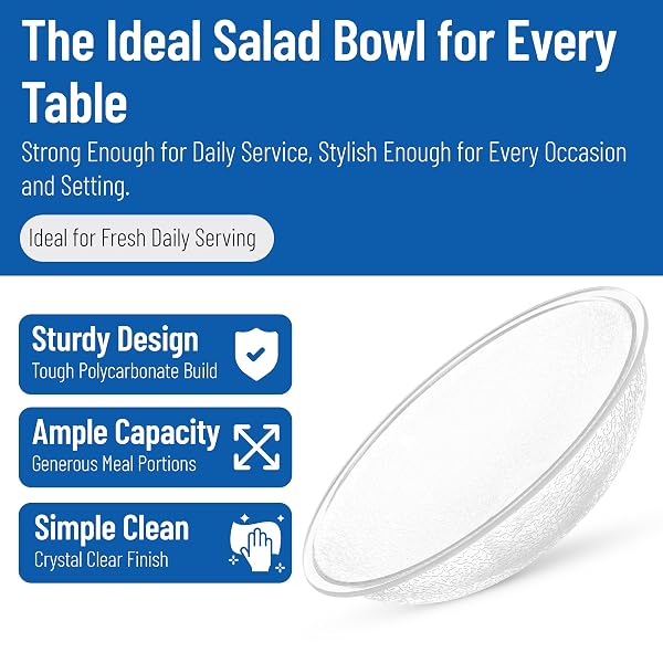 CARLISLE FOODSERVICE PRODUCTS 720607 ROUND PEBBLED SALAD SERVING BOWL, 19.2 OZ, CLEAR (PACK OF 12)
