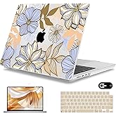 Mektron Case for MacBook Pro 16" M4 A3403 A3186 M3 A2991 M2 A2780 M1 A2485 (2021/2023/2024) Pro/Max with Touch ID, Hard Shell Plastic Laptop Cover Keyboard Cover Screen Protector, Abstract Floral