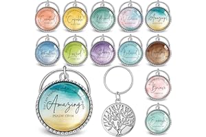 Equsion 36 Pcs Christian Keychains Mini Bible Verse Keyring with Scripture Quote Religious Church Gift for Women Men Christmas Favor (Classic)