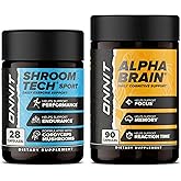ONNIT Cognitive & Endurance Support Bundle: Alpha Brain Nootropic Capsules (90 Count) + Shroom Tech Sport Exercise Support Capsules (28 Count), IGEN Non-GMO Tested Focus, Energy & Endurance, 2 Pack