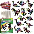 ZMLM Dinosaurs Art & Craft Activity - 48 Pcs Rainbow Scratch Paper Set Craft & DIY Party Favor Games Supplies Gifts for Girls & Boys Ages 4 5 6 7 8 9 for Easter Halloween Christmas Birthday