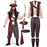 Spooktacular Creations Mens Caribbean Pirate Costume Adult Sea Captain Robber Costume for Halloween