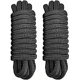 PACTHSD 2 Pack 1/2" x 20' Dock Lines - Marine Grade Nylon Boat Rope with 12" Loop for Docking and Mooring - Double Braided Boat Lines, High Strength, Easy Handling, Fray Resistant - Black