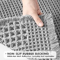 MIULEE Set of 2 Waffle Bathroom Rugs, Boho Bath