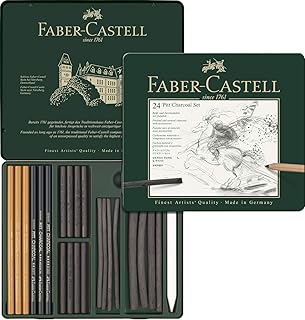 Faber-Castell 112978 - Pitt Kohle Set im Metalletui, 24-teilig