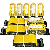 Autofonder Winch Straps 4" x 30' Yellow Heavy Duty Tie Down Flat Hooks WLL 5400 lbs | 4 Inch Cargo Control for Flatbed Truck Utility Trailer (10 Pack)