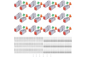CEDOLIO 198PCS 6 Pin Way Deutsch DT Gray Connector 12 Set，Size 16 Solid Contacts Waterproof Electrical Wire Connector with Seal Plug for Truck, Off-Road Vehicles, Marine, Motorcycle Wiring.