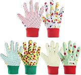 OSDUE 3 Pairs Kids Gardening Gloves Non Slip PVC Dots Breathable Flexible view 1