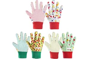 OSDUE Kids Gardening Gloves, 3 Pairs Age 3-5 Kids Garden Gloves, Kid Non-Slip Children Yard Work Gloves for Toddlers Boys Girls Outdoor