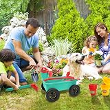 deAO Children's Gardening Sets Toddler Tools 3 12 Kids Wheelbarrow Wagon Green view 2