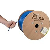 TRUE CABLE Cat6A Riser (CMR), Bulk Ethernet Cable, 1000ft, Blue, 23AWG Solid Bare Copper, Unshielded Twisted Pair (U/UTP), 750MHz, PoE++ 100W, ETL Listed