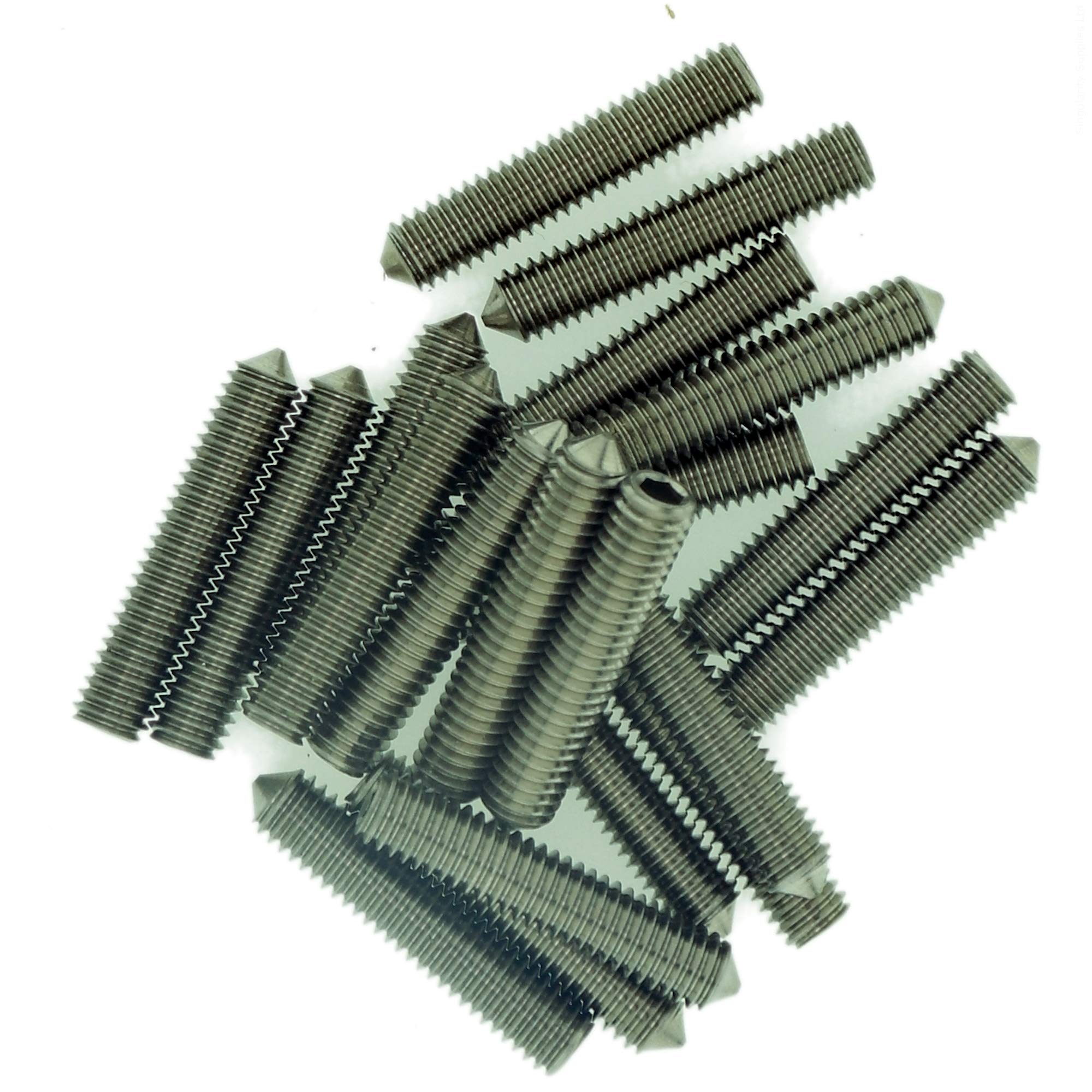 M2.5 (2.5mm x 16mm) Hex Socket Grub Screw (Cone Point) - Stainless Steel (A2) (Pack of 20)