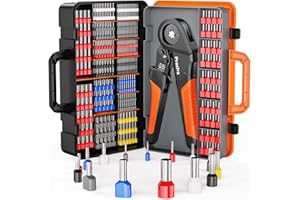 Preciva Ferrule Crimping Tool Kit - AWG 28-5 (0.08-16mm²) Hexagonal Ferrule Crimper with 950Pcs Single and 350Pcs Twin Ferrul