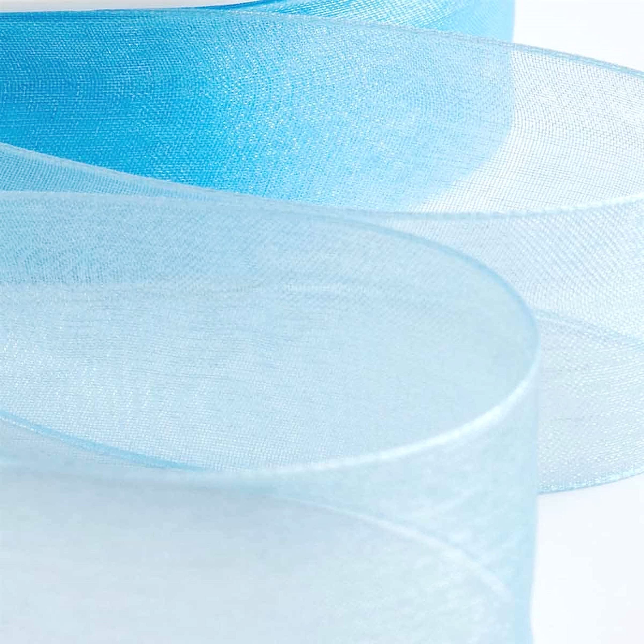 Organza Ribbon. Scrapbooking, Gift Wrapping, Home Deco. 46 Meters / 50 Yards s (25mm, Light Blue)