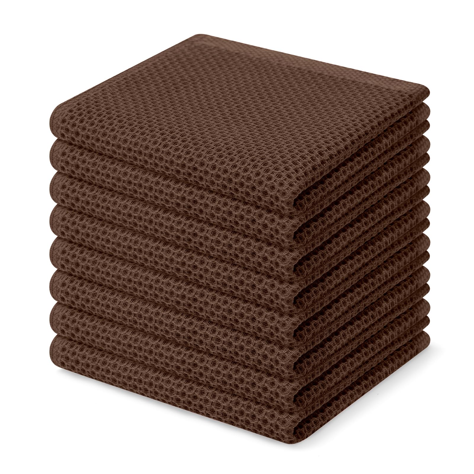 Photo 1 of Homaxy 100% Cotton Waffle Weave Kitchen Dish Cloths, Ultra Soft Absorbent Quick Drying Dish Towels, 12 x 12 Inches, 8-Pack, Coffee