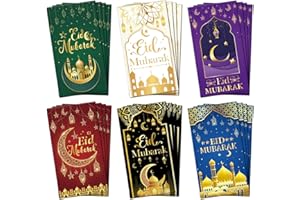 Lovarywow Eid Envelopes for Cash - 24PCS Eid Mubarak Envelopes for Money, Ramadan Money Holder Pocket Gifts, Ramadan Mubarak 