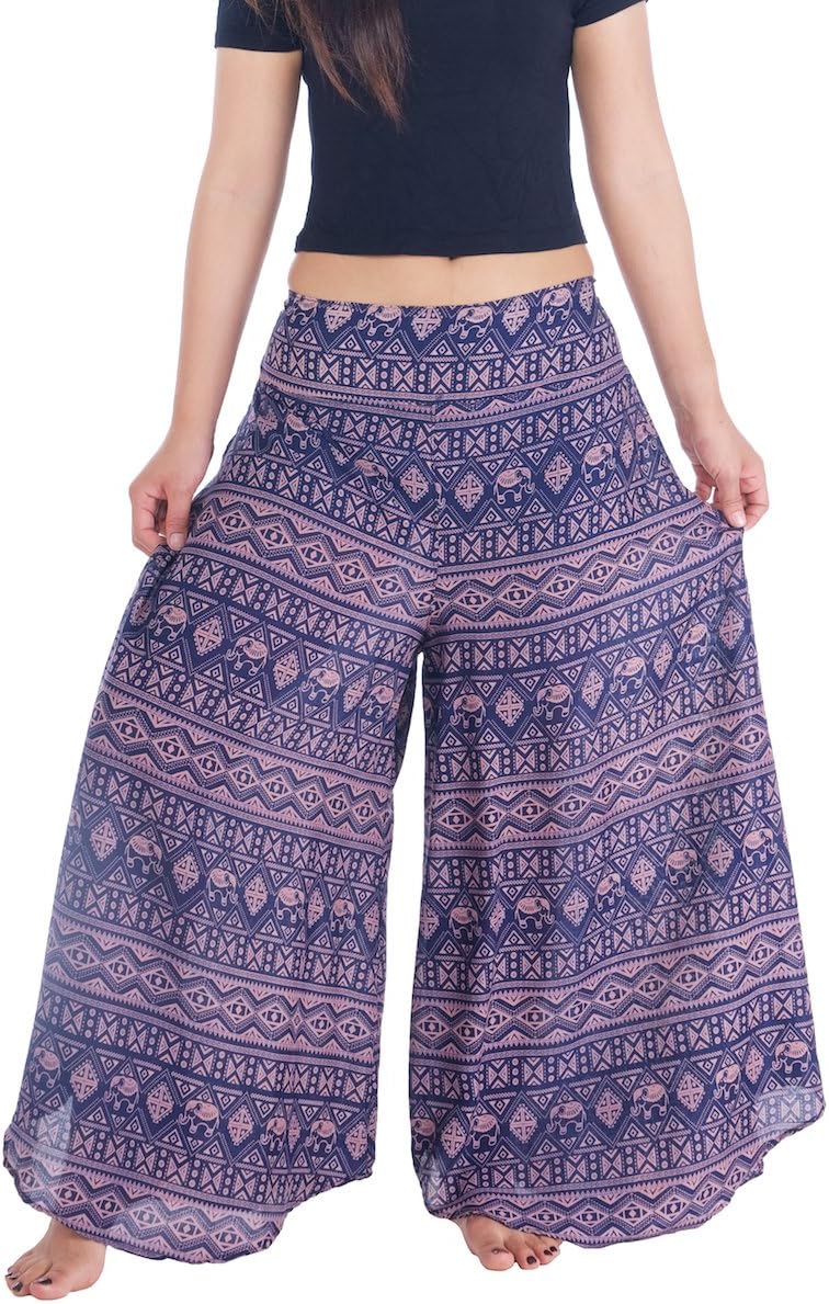 Lannaclothesdesign Womens 37 Inches Length Lounge Palazzo Pants Wide Legs S M L XL Sizes